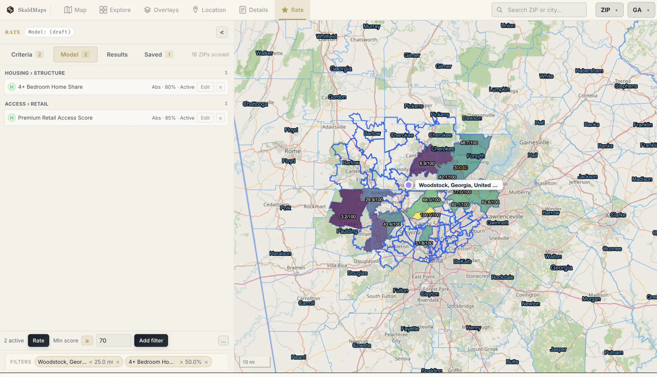 Places in GA around Woodstock with good premium retail access and lots of large houses
